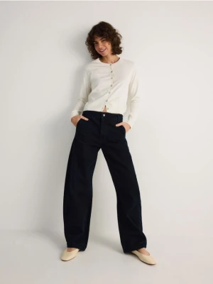 Reserved - Jeansy barrel leg - granatowy
