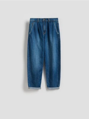 Reserved - Jeansy barrel leg - granatowy