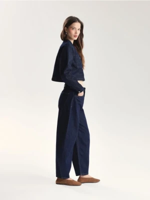 Reserved - Jeansy barrel leg - granatowy