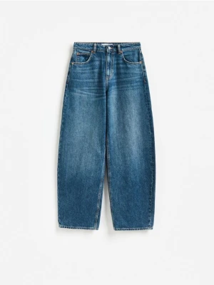Reserved - Jeansy barrel leg - granatowy