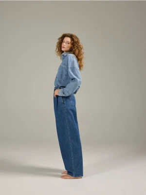 Reserved - Jeansy barrel leg - niebieski