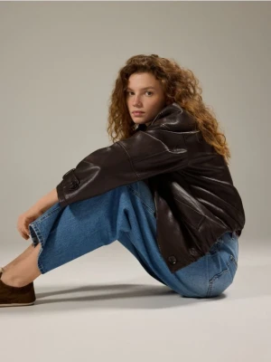 Reserved - Jeansy barrel leg - niebieski