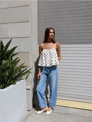 Reserved - Jeansy barrel leg - niebieski