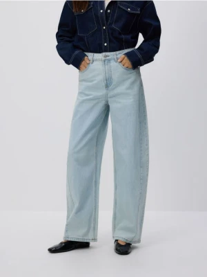 Reserved - Jeansy barrel leg - niebieski