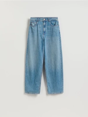 Reserved - Jeansy barrel leg - niebieski