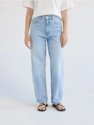 Reserved - Jeansy barrel leg - niebieski