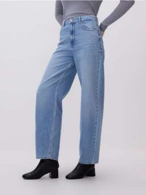 Reserved - Jeansy barrel leg - niebieski