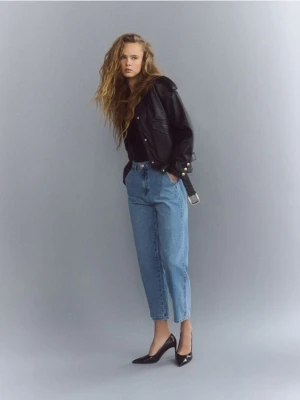 Reserved - Jeansy barrel leg - niebieski