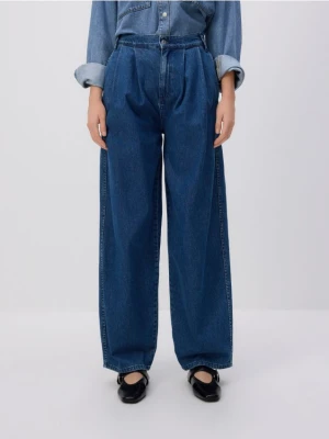 Reserved - Jeansy barrel leg - niebieski
