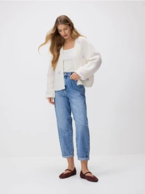 Reserved - Jeansy barrel leg - niebieski