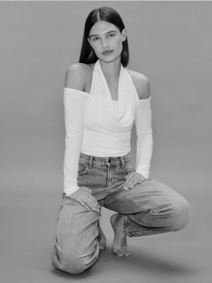 Reserved - Jeansy barrel leg - niebieski