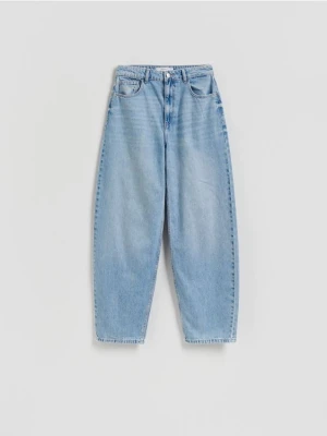 Reserved - Jeansy barrel leg - niebieski
