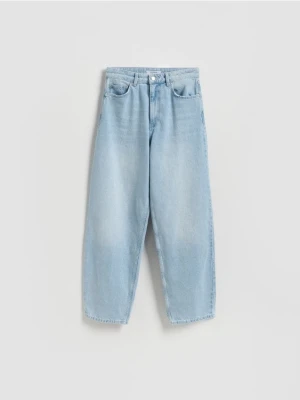 Reserved - Jeansy barrel leg - niebieski