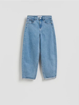 Reserved - Jeansy barrel leg - niebieski