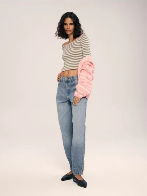 Reserved - Jeansy barrel leg - niebieski