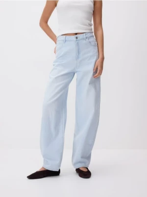 Reserved - Jeansy barrel leg - niebieski