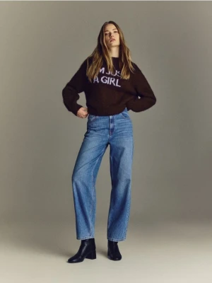 Reserved - Jeansy barrel leg - niebieski