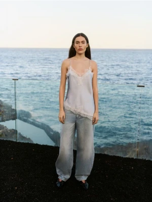 Reserved - Jeansy barrel leg - niebieski