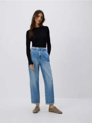 Reserved - Jeansy barrel leg - niebieski