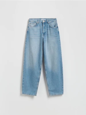 Reserved - Jeansy barrel leg - niebieski