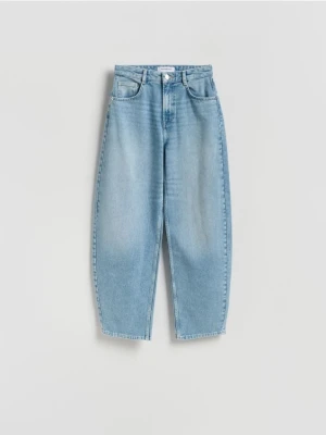 Reserved - Jeansy barrel leg - niebieski
