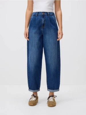 Reserved - Jeansy barrel leg - niebieski