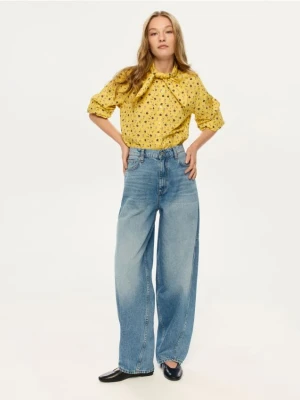 Reserved - Jeansy barrel leg - niebieski