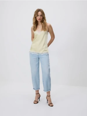 Reserved - Jeansy barrel leg - niebieski