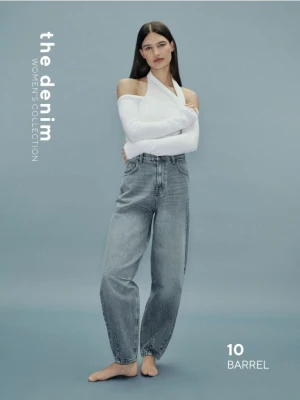 Reserved - Jeansy barrel leg - niebieski