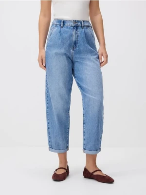 Reserved - Jeansy barrel leg - niebieski