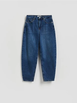 Reserved - Jeansy barrel leg - niebieski