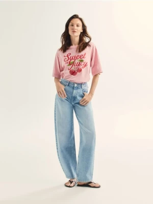 Reserved - Jeansy barrel leg - niebieski