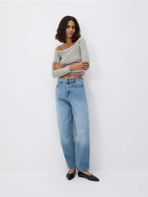 Reserved - Jeansy barrel leg - niebieski