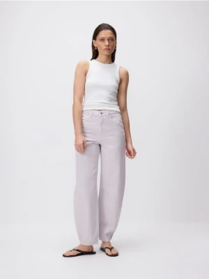 Reserved - Jeansy barrel leg - różowy