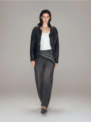 Reserved - Jeansy barrel leg - szary