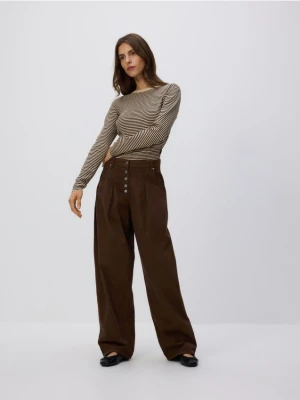 Reserved - Jeansy barrel z zakładkami - dark grey jeans