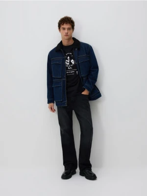 Reserved - Jeansy bootcut z efektem sprania - czarny