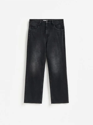 Reserved - Jeansy bootcut z efektem sprania - czarny