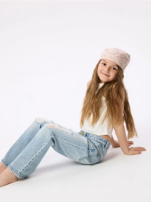 Reserved - Jeansy bootcut z przetarciami - niebieski