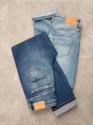 Reserved - Jeansy Boyfriend - granatowy