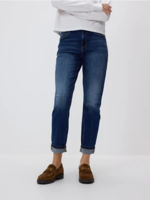 Reserved - Jeansy Boyfriend - granatowy