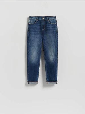 Reserved - Jeansy Boyfriend - granatowy