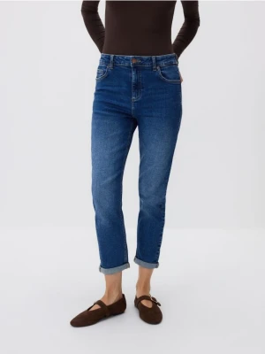 Reserved - Jeansy boyfriend slim - granatowy