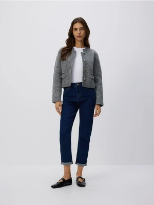 Reserved - Jeansy boyfriend slim - granatowy