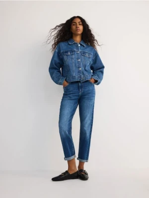 Reserved - Jeansy boyfriend slim - granatowy