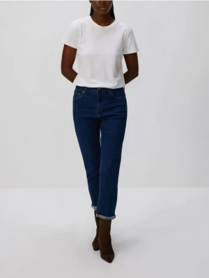 Reserved - Jeansy boyfriend slim - granatowy