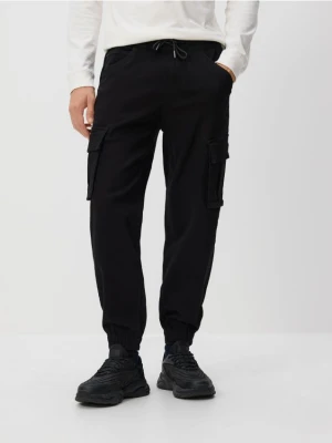 Reserved - Jeansy cargo jogger - czarny