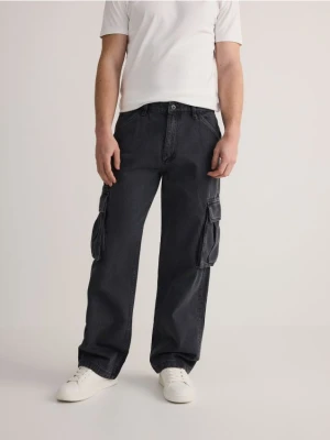 Reserved - Jeansy cargo - szary