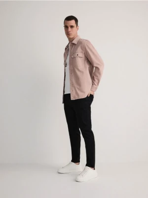 Reserved - Jeansy carrot slim z efektem sprania - czarny