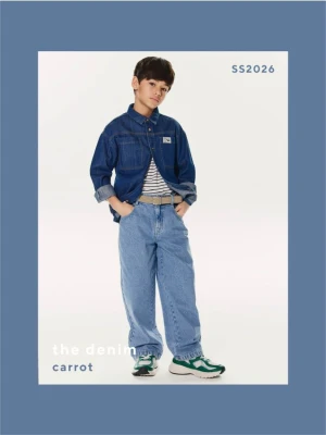 Reserved - Jeansy carrot z paskiem - niebieski